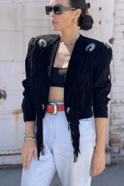 SOLD Vintage Scully Black Suede Fringe Jacket - M