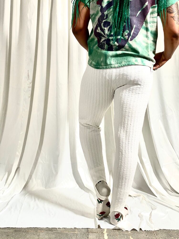 Bobbie Brooks Textured Stripe White Stirrup Pants → Hotbox Vintage