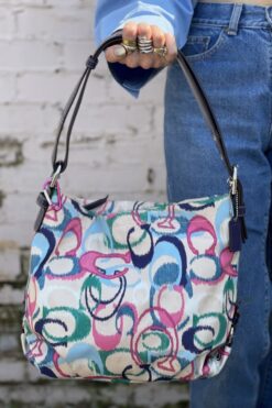 Vintage Coach Signature Ikat Print Shoulder Bag
