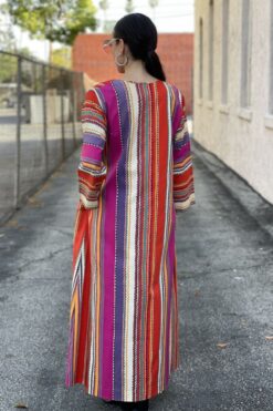 Alternative view of Vintage Bullocks Wilshire Rainbow Striped Kaftan Dress - M