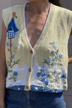 Vintage Birdhouse Sweater Vest - M