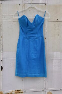 Vintage 80s/90s Blue Leather Dress - 2