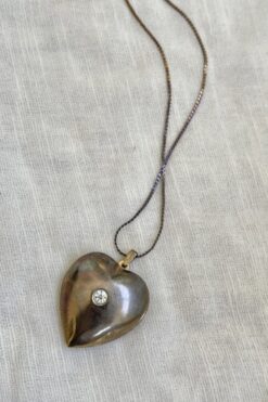 Vintage Puffed Heart Pendant - Combination Locket and Music Box