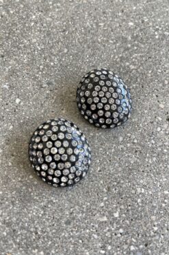 Vintage 80s Black and Silver Rhinestone Earrings - Clip On