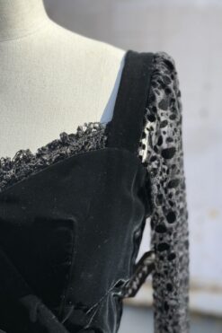 Alternative view of 80s Nolan Miller Velvet Ruffle Hem Dress
