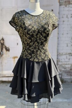 Alternative view of 80s Gold Metallic Floral Mesh Dress S