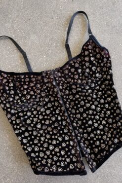 Vintage Frederick's of Hollywood Black Velvet Corset Top