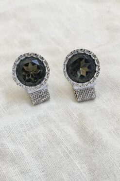 Vintage Swank Smoky Black Faceted Rhinestone Cufflinks