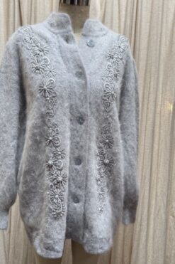 Vintage 80s Long Angora Cardigan - One Size