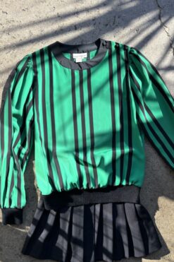 Vintage 80s Lloyd Wiliiams Green and Black Bold Stripe Top - Small