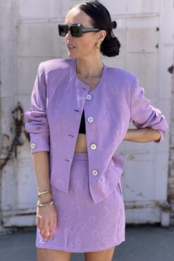 Vintage Jones New York Lavender Jacket and Mini Skirt Set - M