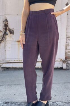 Vintage Plum Silk Pants - M