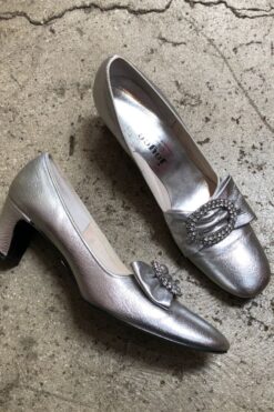 Vintage 60s Joyce Metallic Bow Loafer - Size 8.5