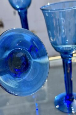 Alternative view of Vintage Cobalt Blue Tall Stem Wine Glasses, Set of 4