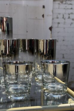 Alternative view of Dorothy Thorpe Mid-Century Silver Smoked Cocktail Barware Glasses