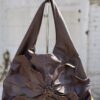 Vintage Faux Brown Leather Flower Bag