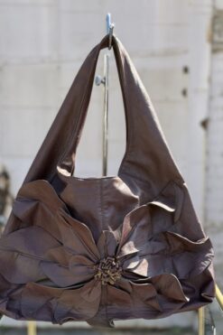 Vintage Faux Brown Leather Flower Bag