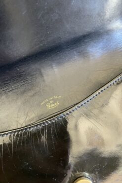 Alternative view of Vintage 60s Gucci Black Patent Leather Handbag with Gold Hardware SOLD
