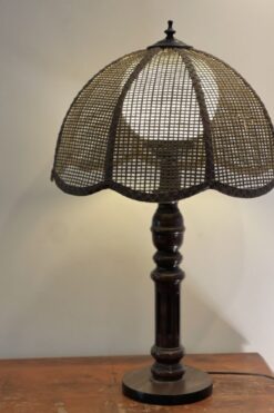 Vintage Mid Century Modern Wicker Table Lamp