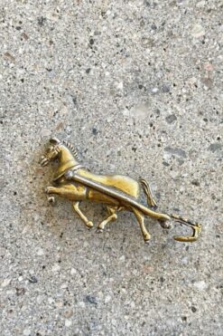 SOLD Vintage Brass Runaway Cart Horse Pin