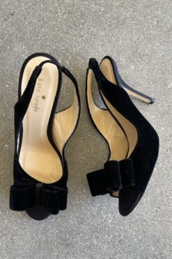 Kate Spade Black Velvet Peep Toe Heels - Size 6 1/2