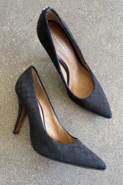 Vintage Coach Black Monogram Pumps - Size 6