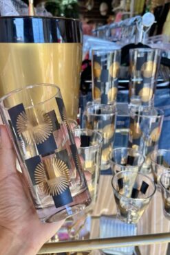 Hotbox-Vintage-South-Pasadena-California-MCM-Black-and-gold-glasses-set-_3158 Large