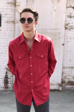 SOLD Ely Red with Pearl Snaps Western Shirt - Large