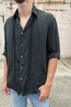 90s Washed Black Silk Shirt