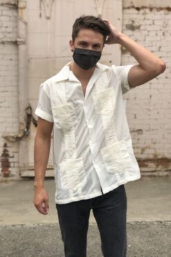 SOLD Cream Guayabera Shirt - Medium