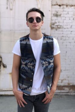 Blues and Brown Pendleton Western Vest