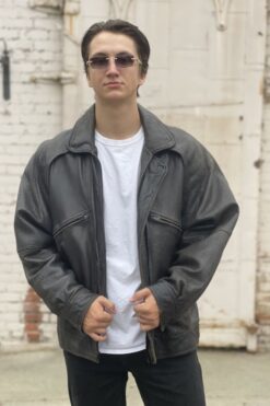 Vintage Pour Sport Black Leather Jacket - XL
