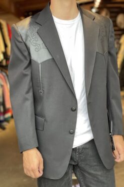  Pagano West Men’s Western Black Leather Blazer - L/XL