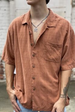 Vintage 90s Mens Orange Silk Shirt - XL/XXL