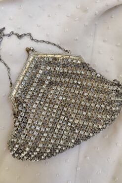 Vintage Mesh Silver and Gray Rhinestone Mesh Purse