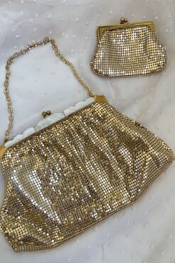Vintage Whiting and Davis Gold Mesh Bag and Coin Purse