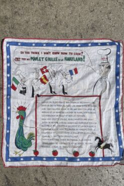 Vintage Dessin Depose Handkerchief - Poulet Grille a la Maryland Recipe