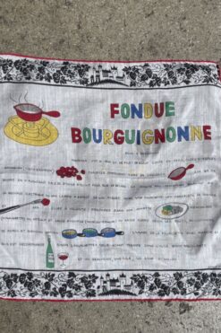 Vintage Dessin Depose Handkerchief - Fondue Bourguignonne Recipe