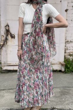 Vintage 90s Boho Floral Skirt and Scarf Set - L/XL