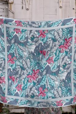 Vintage Tropical Print Silk Scarf