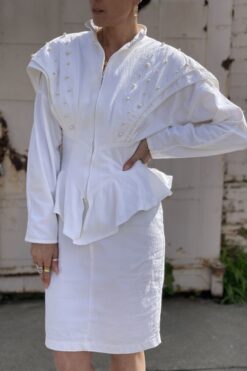 Vintage 80s White Denim D.Frank Dress - S/M
