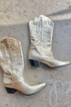 Vintage 80s Gold Leather Cow Girl Boots – Size 7