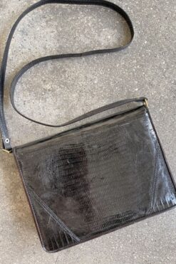 Vintage 50s Black Snake Skin Leather Purse