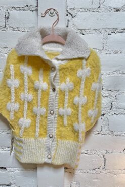 Vintage Kids Yellow and White Cardigan Cape - 18-24M