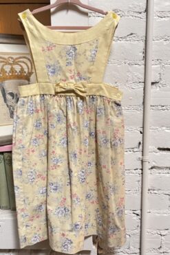 Vintage Kids Laura Ashley Yellow Floral Pinafore Dress - 7/8T