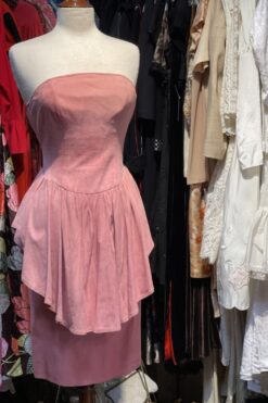 Vintage VAKKO Pink Leather Strapless Dress - XS