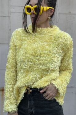 Vintage Yellow Fuzzy Sweater - M/L