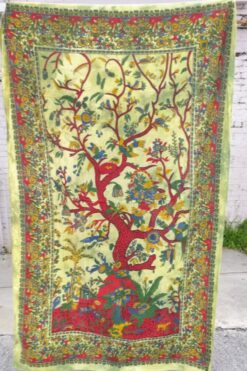 Vintage Tree of Life Cotton Wall Hanging