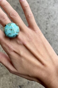 Vintage Signed Barse Turquoise and Bronze Ring - size 10