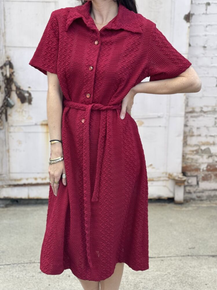 Vintage ￼￼70s Maroon Shirtwaist Dress – L Hotbox Vintage